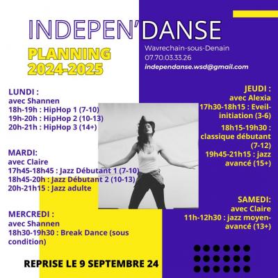 Planning 2024 2025 indepen danse 1