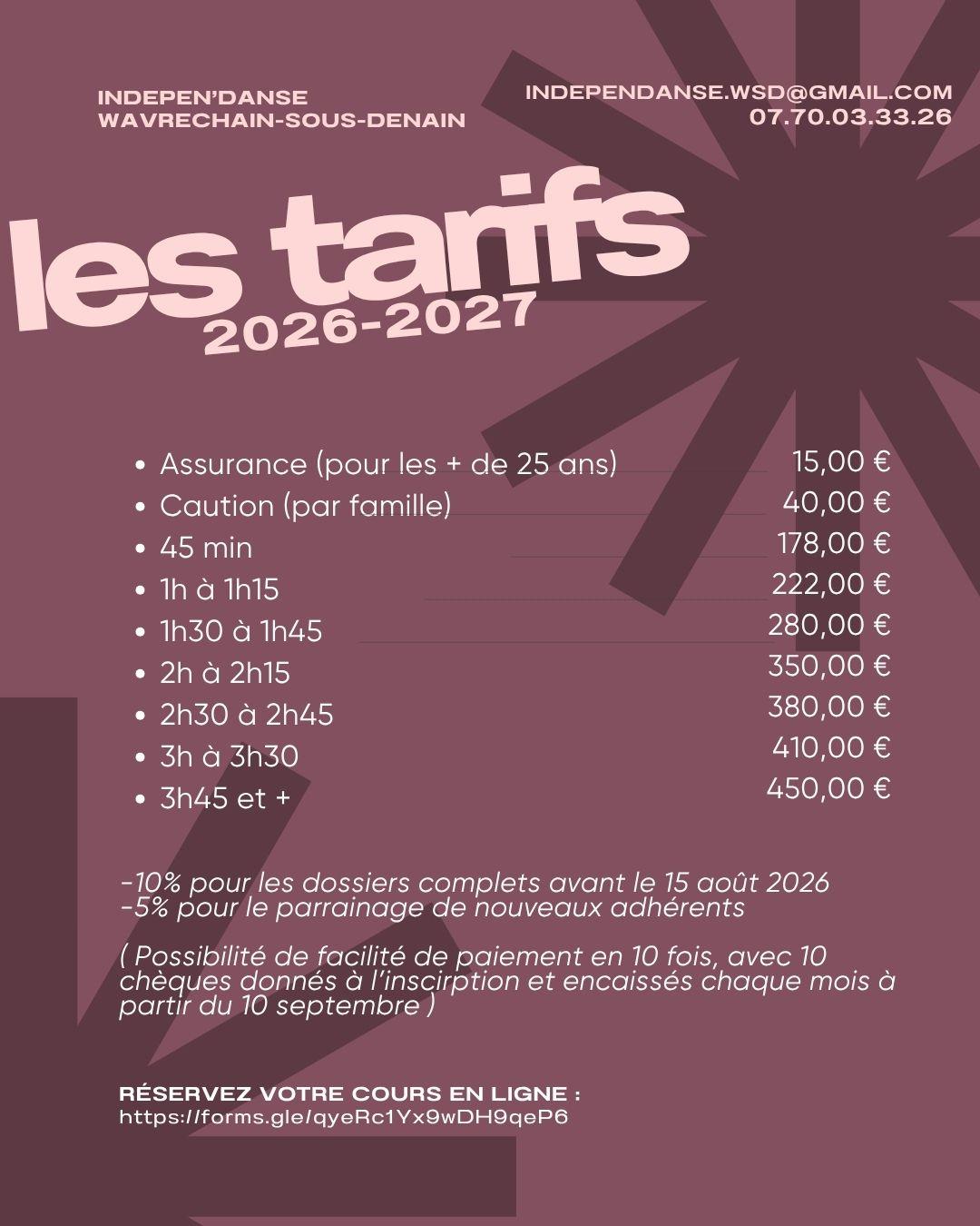 Tarifs